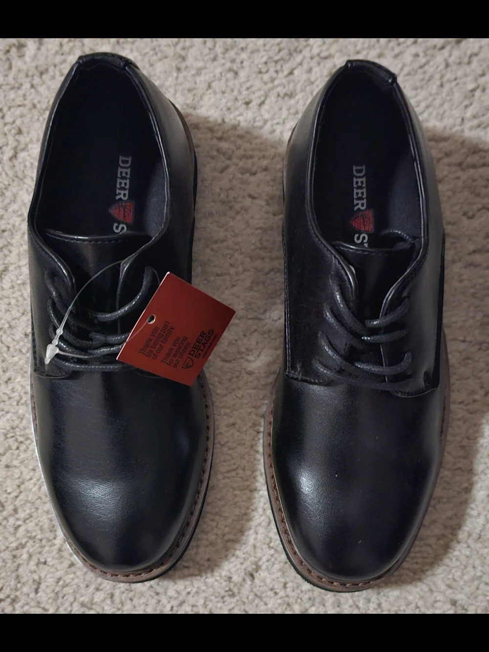 Deer Stags Boy's Size 13M Kids Black Lace-Up Dress Shoes NWT